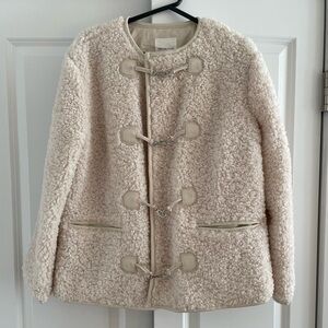 Avec Les Filles Boucle Fleece Cream Toggle Jacket - Size M